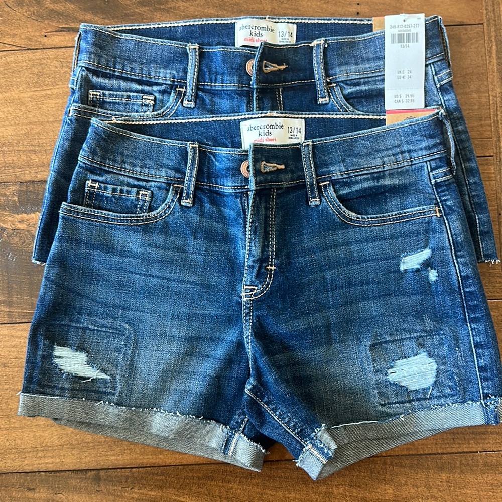 Abercrombie kids 13/14 midi denim shorts NEW with tags